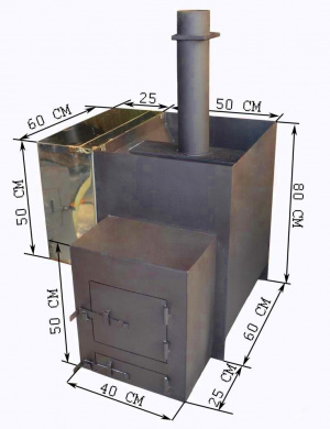 Печь банная стандартная топка бак слева толщ.мет.10мм 32м3